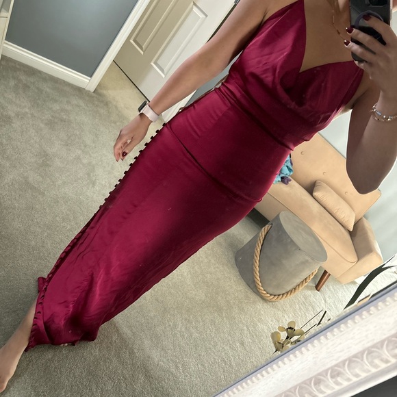 Fame and partners red satin dress - Picture 1 of 4